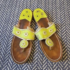 Jack Rogers Lime Green Leather Wedge Sandal Slides